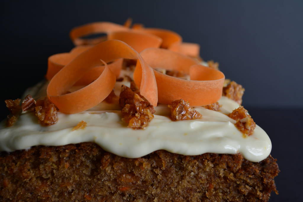 Carrot Cake with Goat Cheese Frosting Resting