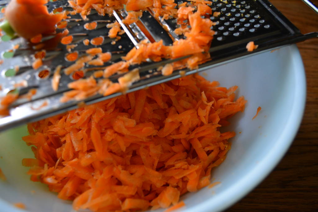 Grating Carrots for Carrot Cake